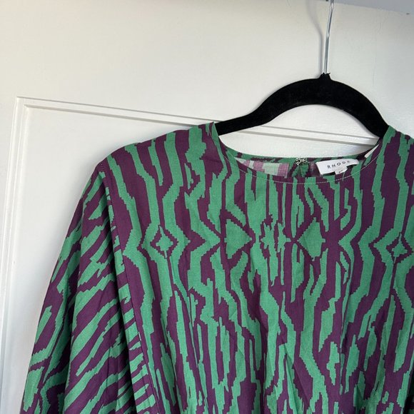 COPY - RHODE Ella Mini Dress SZ XS Abstract Zebra Print Braided Belt Long Sleev… - Picture 8 of 10